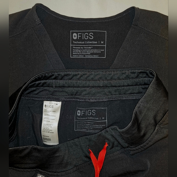 Figs Joggers Scrub Set In 3rd Release Charcoal Grey With Red String Size Medium - Picture 2 of 2